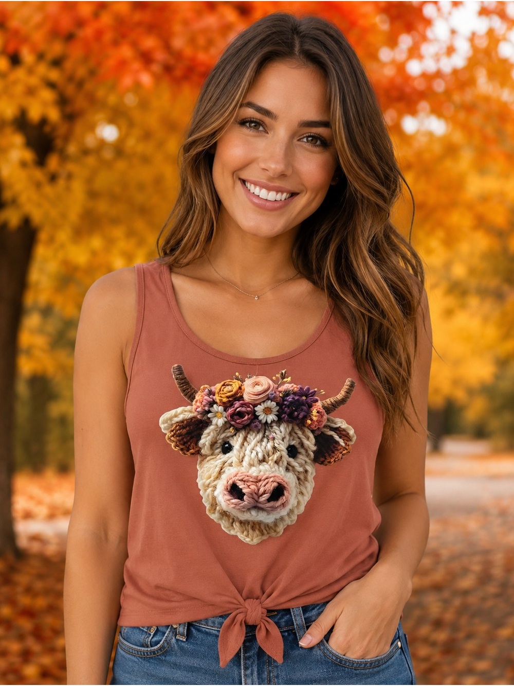 Forever 21 Women’s Small Upcycled Crochet Looking Cow Tank Top Boho Floral NWOT